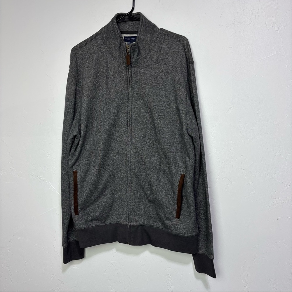 Thomas Parker New York Full Zip Gray Jacket Men's XL Casual Pockets Cotton